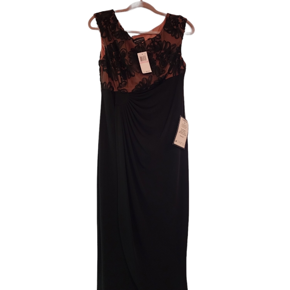 Y2K NWT/Connected Apparel Dress Black and Tan/Empire Waist Size 10P